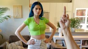 Sensual blue-haired hottie Jewelz Blu fucked in the doggy style