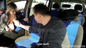 Mature bitch with huge saggy tits fucks in car