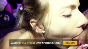Fit German Girlfriend Give Sloppy POV Blowjob with Much Saliva and Get CIM