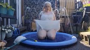 BBW White Frills In Splash Pad Wet Look *HD