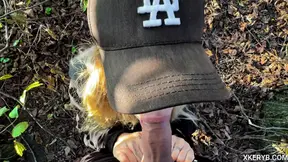 Close-up blowjob with pulsating cum and a big ass