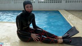Wetsuit Bondage Mermaid: Slippery Pool Kink with Fins, Rope & Deep Diving - MOV
