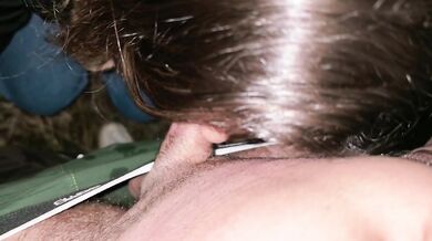 Public park blowjob with deepthroat and cum in mouth she washed my dick first