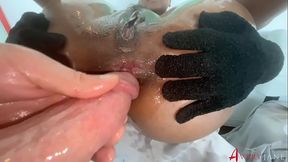 Big Ass Ebony Anal Gapes with Thick White Cock