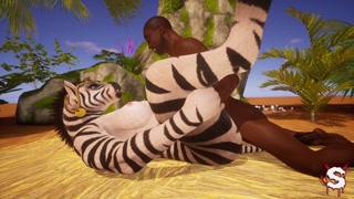 Furry girl gets fucked by a BBC and ends up squirting and cumming on her huge tits