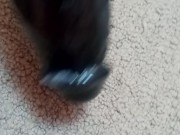 Cumming from this black dildo