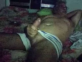 Big-Cock Daddy Strokes Solo on Bed