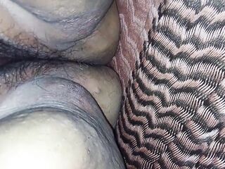 Sucking her rich and soaked bushy and fat cunt to my wife
