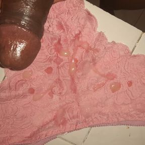 Hugh cumshot on her sexy panties