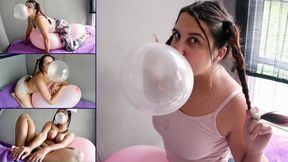 Braid leggings and bubbles on big balloon HD - Bunny Looner