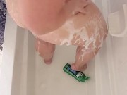 Showering up rubber dub bubble fun