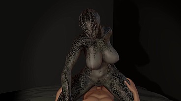 The lusty argonian maid on top - Skyrim 3D Porn Parody