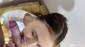 Sloppy Blowjob and Riding With  Brunette