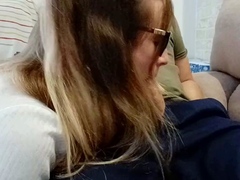 Blonde Babe's Clothes Ruined by Extreme Bukkake Before Work