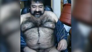 Hairy Bear Daddy Stroking Big Cock