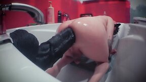 Exploring a giant seahorse dildo in sissys ass