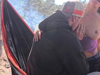 Camping Sex in the Hammock. Outdoor public