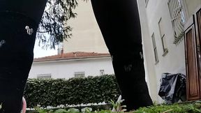 Hot dirty slippers in public garden