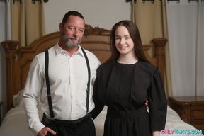 Stepdad gives his slutty stepdaughter Hazel Moore rough fuck and big cock in her tight cunt &quot;