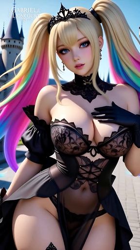 Hentai Gothic Girls with Dyed Hair Showing off Their Big Tits Full Movie