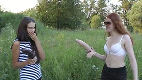 Smoking hot college girls are having a dildo battle