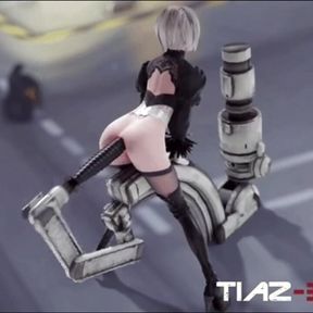 2B Fucked By Massive Dildo in Fucking Machine (Alternate Angle)