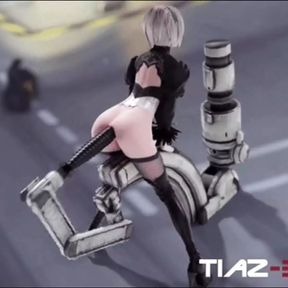 2B Fucked By Massive Dildo in Fucking Machine (Alternate Angle)