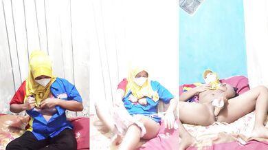 Masturbating in my jilbab with a sex toy big tits solo