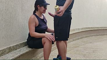 Tomboyish Latina lesbian gives first blowjob and ass licking