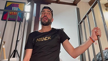 SPanish boy fucking bareback in backroom in fetish outfits
