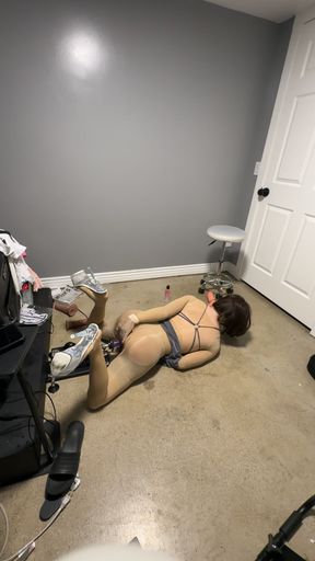 Getting Fucked Hard by Huge Dildo Sex Machine