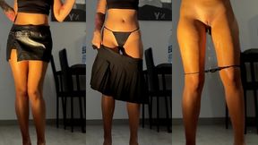 girl desperate to pee trying outfits: squirming with full bladder & pissing on the floor