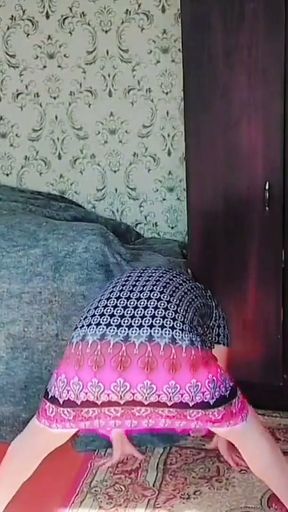 Gorgeous sissy wearing rose crown in sunny meadow   Clip 1