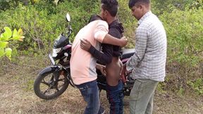 Young Boy - Indian Threesome Gay Movies In Hindi - A Comes To The Forest With A Bike And Calls His Friends And Gives Them - Hindi