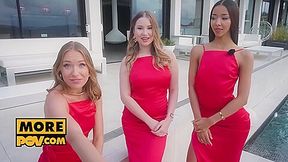 Fourway With Three Sexy Finalists Amalia, Angelika And Lia