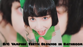 B/G Blowjob with Vampire Teeth in Bathroom