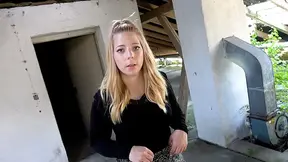 Innocent blonde takes double penetration from two enormous cocks