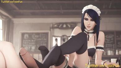 Caitlyn the Coffee Maid Gets Throat Fucked by Her Lord in Rough League of Legends Hentai