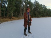 Jerking off on a frozen lake - 4k 60fps