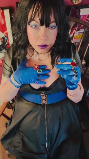 Tina's In Her Satin Gloves Again! Smoking A Cork Cigarette With Dangles, Snap Inhales &amp; Drifting Smoke