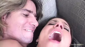 After getting pummeled on the balcony Monica Mattos goes inside to get her anal creampie