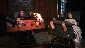 Double Bastinado in Renaissance Style - 200 Blows for Each Girl with an Elastic Branch + Additional Torch Strikes (UHD 4K MP4)