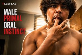 MALE PRIMAL ORAL INSTINCT: Hairy Indian Stud Jerks Off Alone at Home, Shoots Thick Cum Explosion