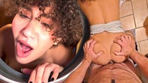 Beatrice Segreti Was Fucked In Doggystyle, While Doing Laundry, He Cummed On Her