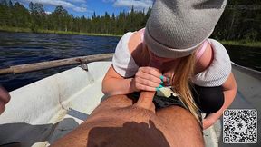 Risks paid off with deepthroat and doggy style on a lakeside boat