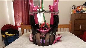 Bound in spreader bar: ankles and wrists locked