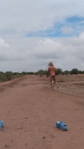 Femboy naked slut in public with sandals and plug in the ass very hot   Clip 1