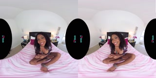 VRHUSH Ebony cutie September Reign rides a sex toy in virtual reality