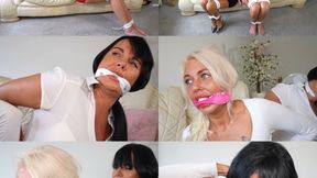 Raven Lee and charn, first time tied and bandana gagged, escape challenge (mp4)