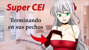 SUPER CEI HENTAI en espa&ntilde_ol. Limpiando el semen de sus pechos.